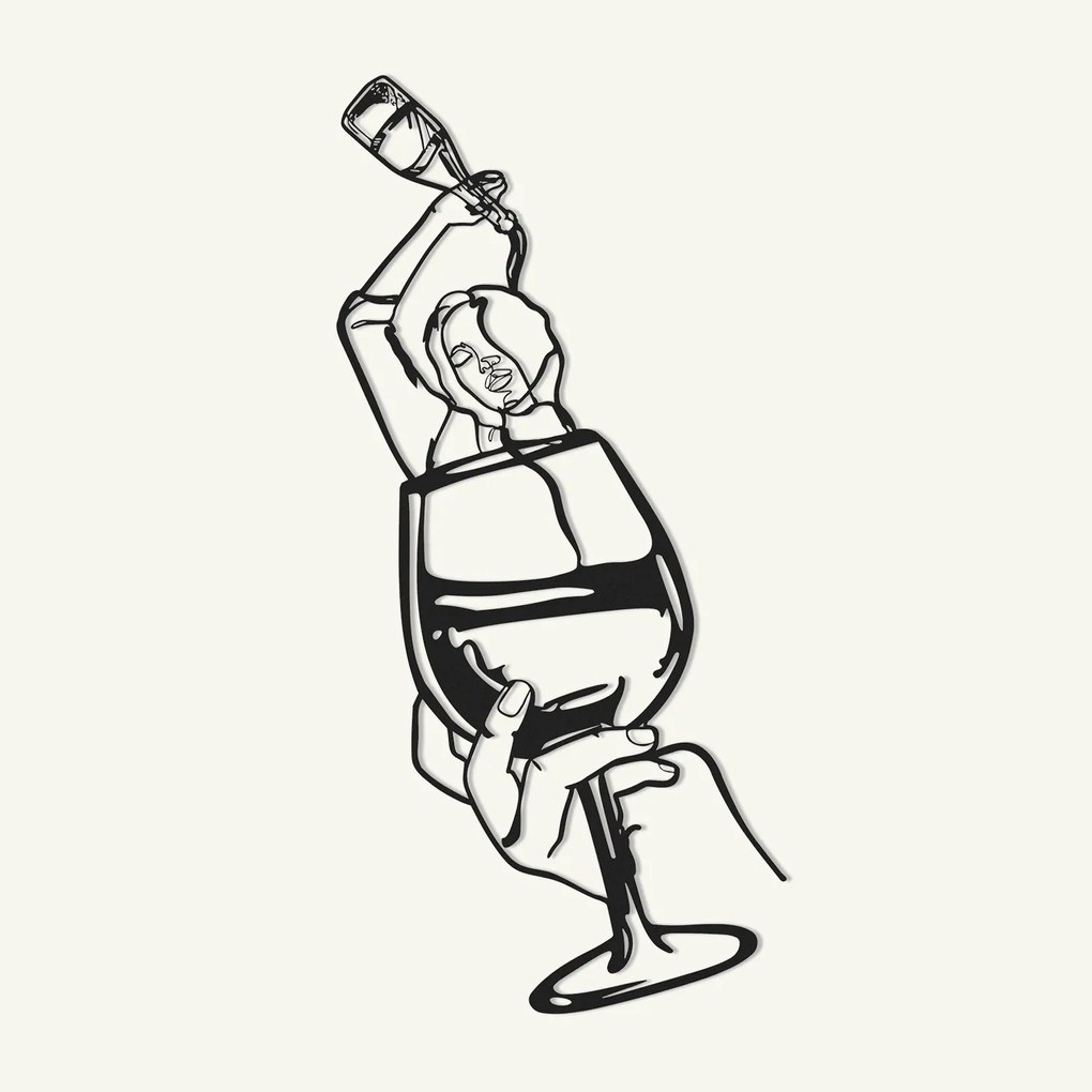 Glass of Wine Girl Line Art- APT749 M