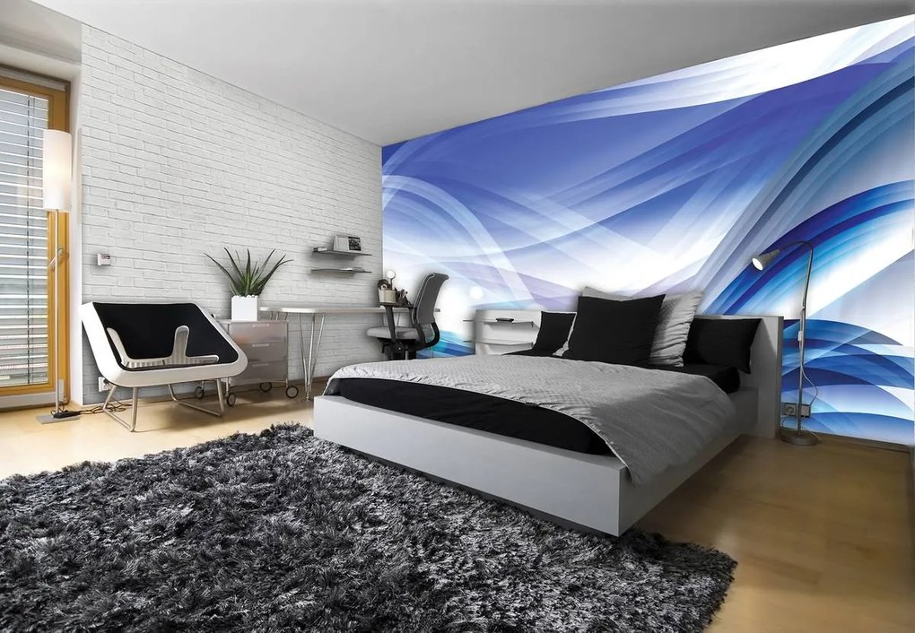 Fototapeta - Modré abstraktné vlny (254x184 cm)