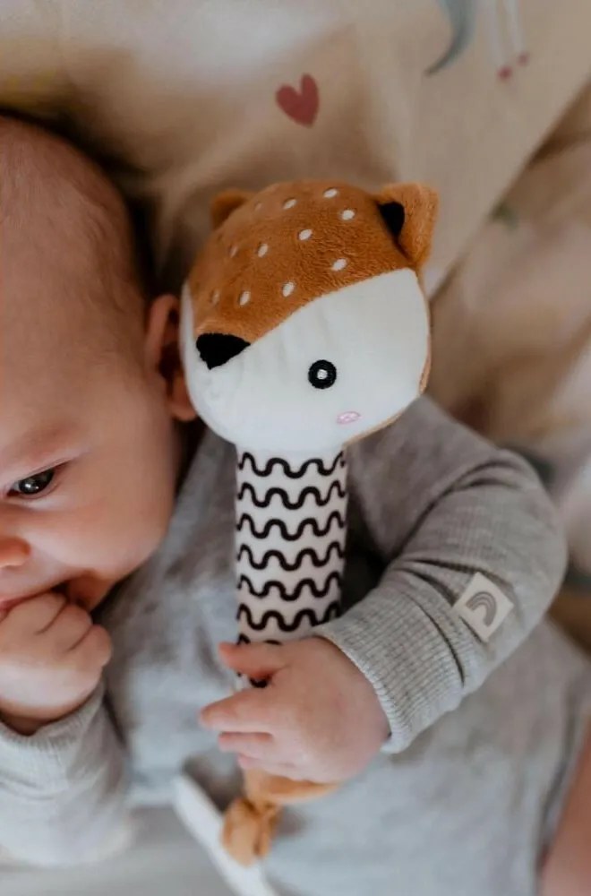 Pískátko / hryzátko babyted Srnček plyš 25 cm, hnedá