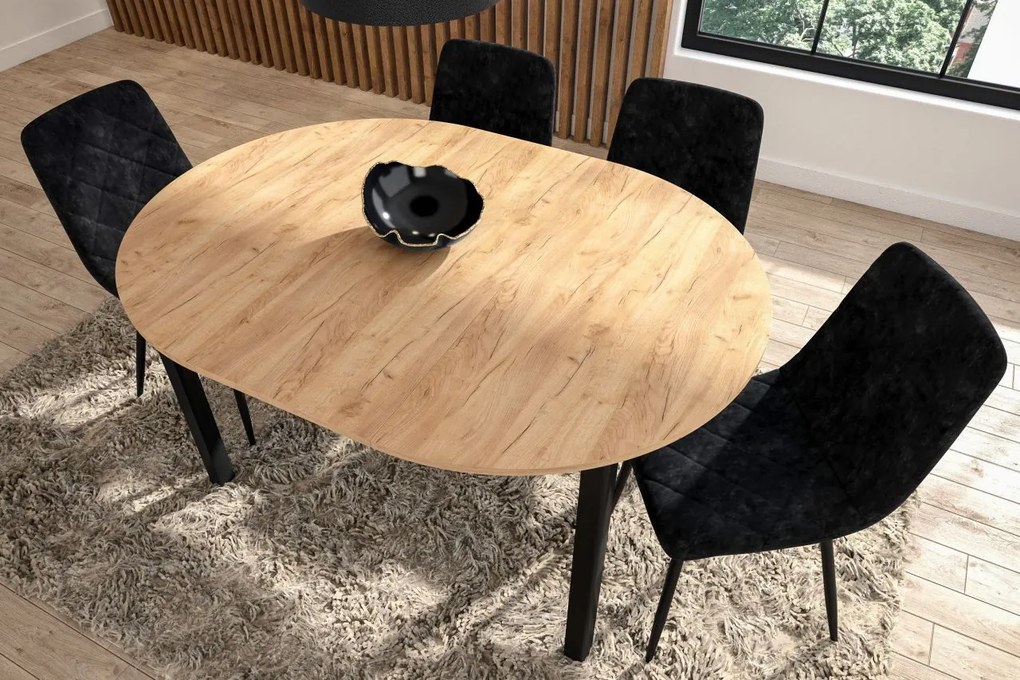 Vintino Jedálenský stôl ASTRON  102–144 cm – dub zlatý craft / čierna