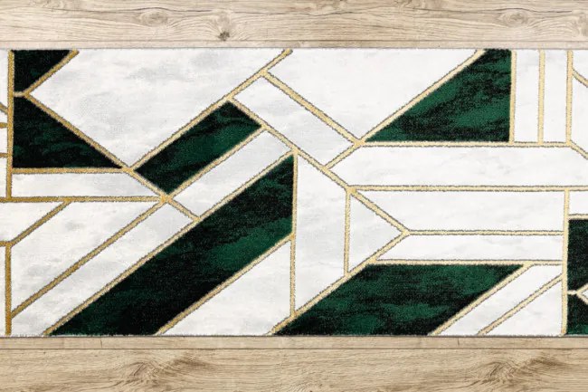 Behúň EMERALD exkluzívny 1015 glamour, marmur, geometrický zelený/zlatý - výpredaj