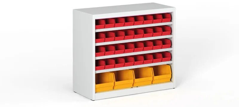 Regál s plastovými boxmi BASIC so zadnou stenou - 800 x 400 x 920 mm, 32x A, 4x C