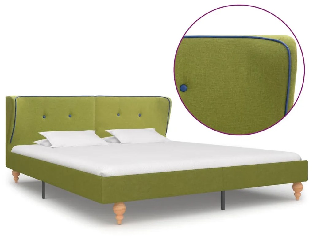 vidaXL Rám postele zelený látkový 160x200 cm