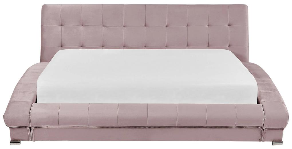 Zamatová vodná posteľ 160 x 200 cm ružová LILLE Beliani