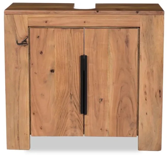 furniture-nabytek.cz - Masivní koupelnová skříňka Auckland z akáciového dřeva, lakovaná, hnědá – 67×30×61 cm
