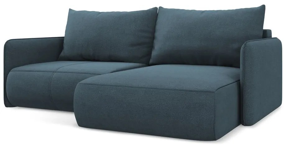 Modrá rozkladacia/s úložným priestorom rohová pohovka (pravý roh) Nanea – Makamii