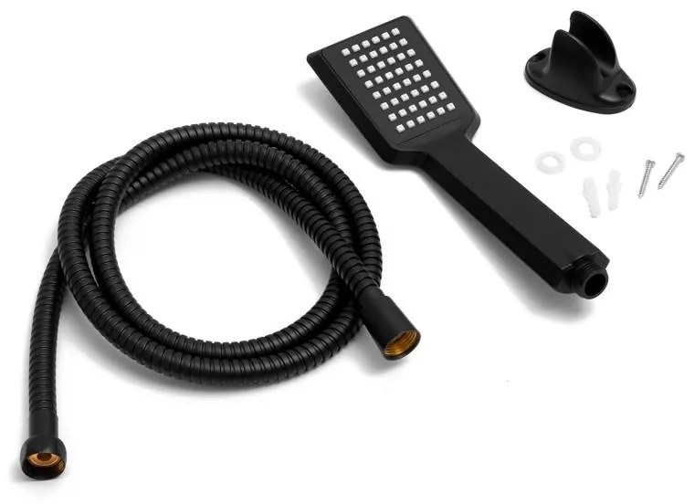 Ručná sprchová hlavica BAO s držiakom a 150 cm hadicou - čierna matná