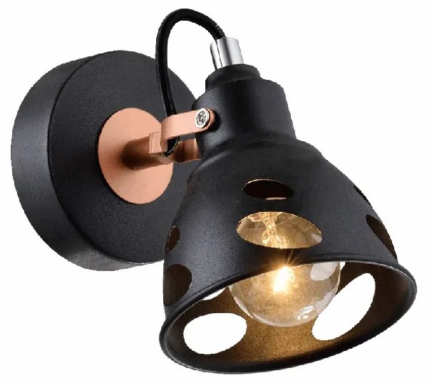 NOTOS 1xE14/40W, BLACK/RED COPPER, WALL