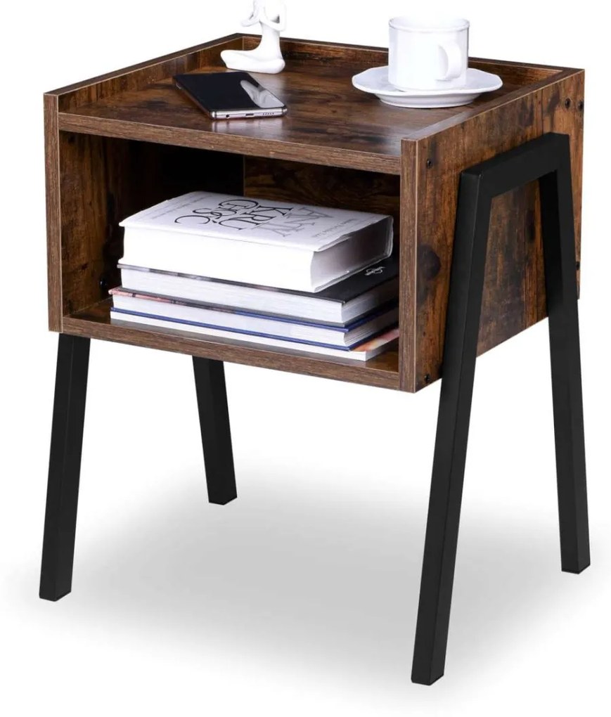 Nočný stolík Skive rustikálny hnedý