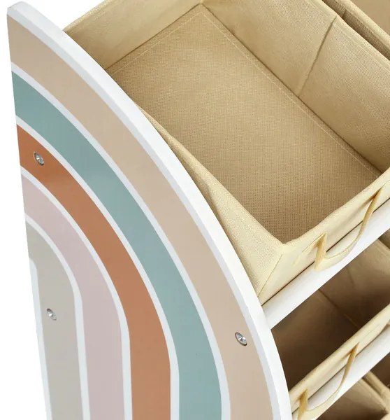 Detský regál, organizér na hračky s 9 látkovými boxmi, RAINBOW