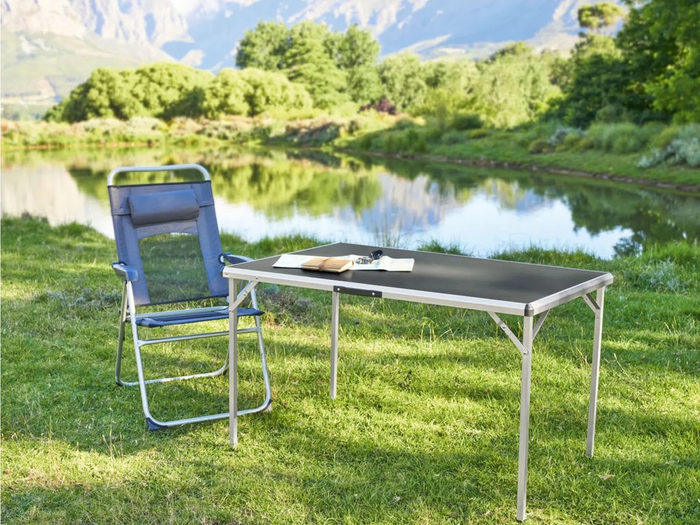 CountrySide Kempingové polohovacie skladacie kreslo s opierkou hlavy CS-10133 šedočierne