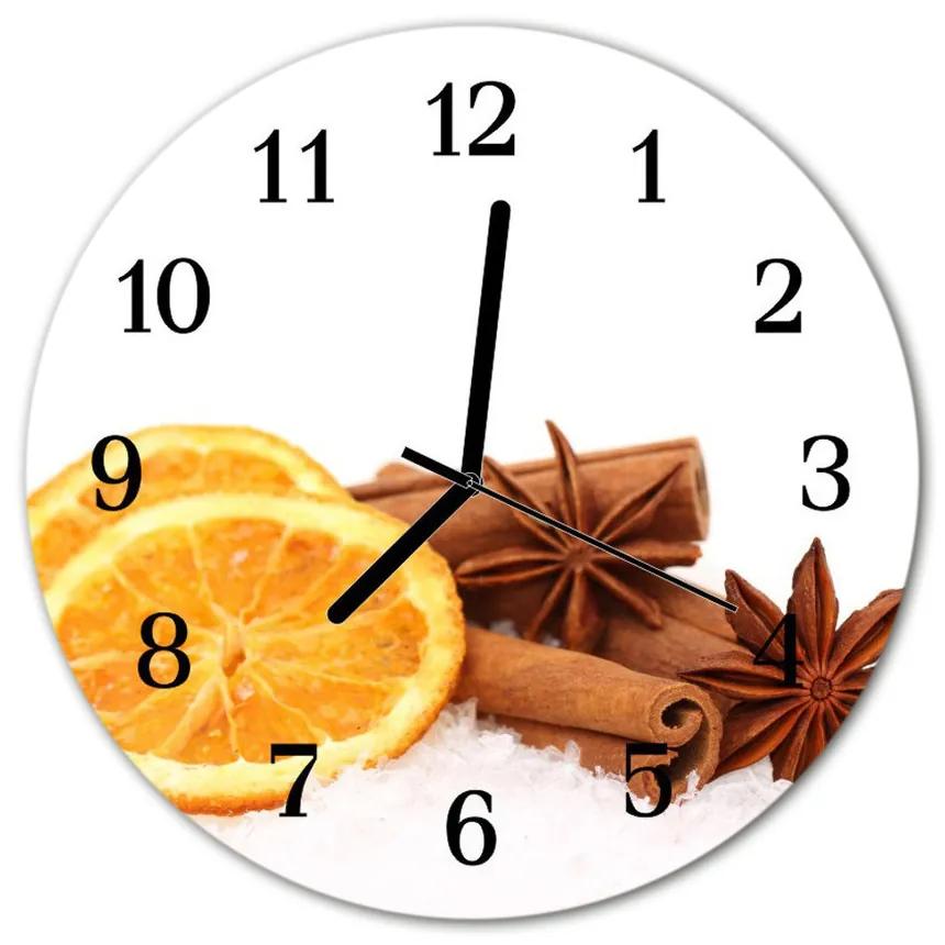 Sklenené hodiny okrúhle Lemonová vanilka fi 30 cm