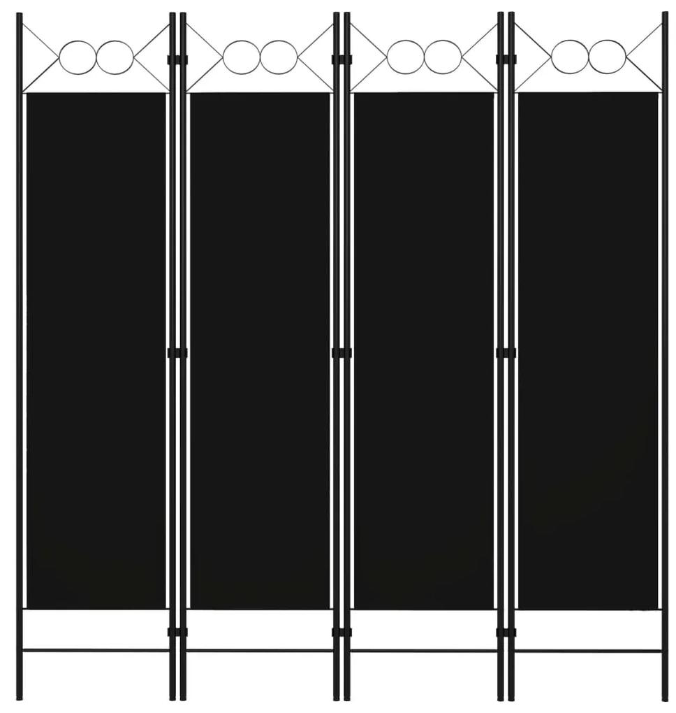 vidaXL Paraván so 4 panelmi, čierny 160x180 cm