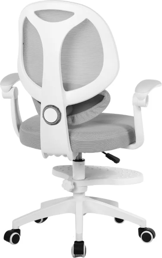 Detská otočná stolička Neoseat JUNI 009 s podnožou — látka, sivá