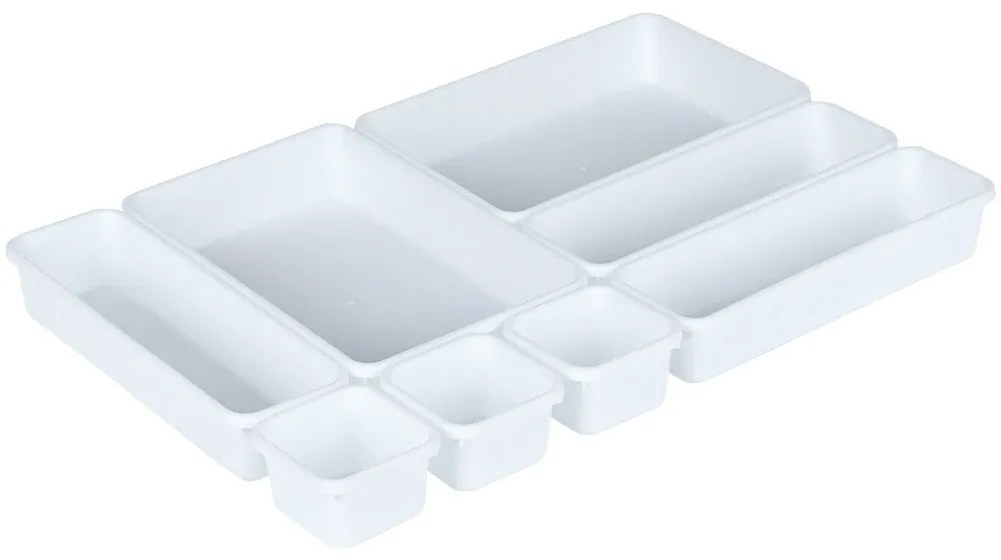 VILDE Súprava 8ks organizérov do zásuvky, biela, MODULAR 31 cm x 46 cm x 4,5 cm