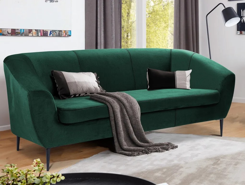 Trojmiestna pohovka Olivio, fľaškovo zelená zamatová  látka