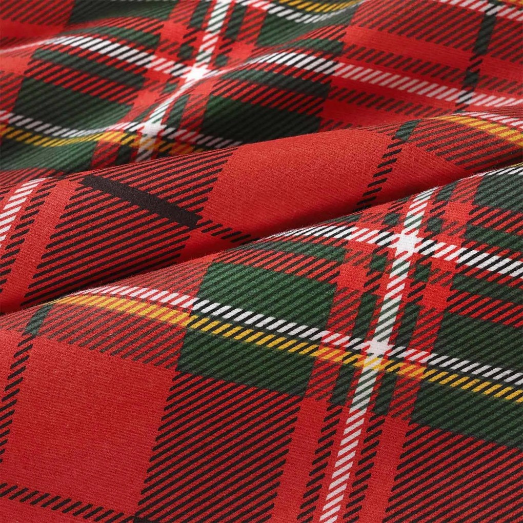 Goldea flanelové posteľné obliečky - červené káro 140 x 200 a 70 x 90 cm