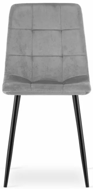 Set štyroch jedálenských stoličiek KARA zamatové svetlosivé / čierne nohy (4ks)