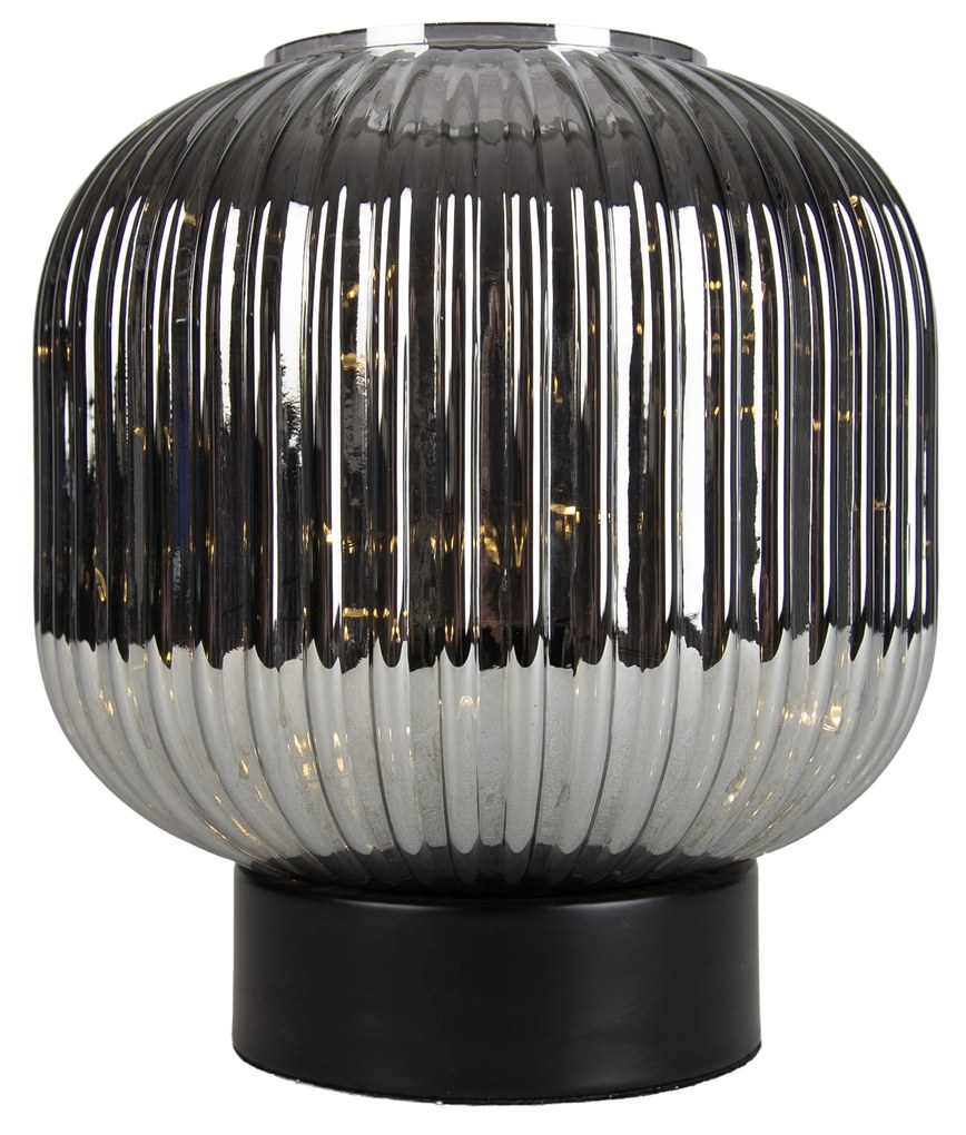 Stolná lampa Art Deco čierna s dymovým sklom vrátane svetelnej šnúry E27 - Karel