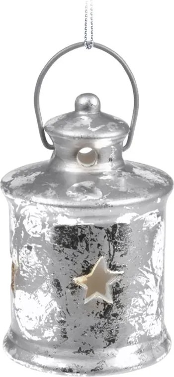 Vianočný LED lampáš – strieborný 8 cm