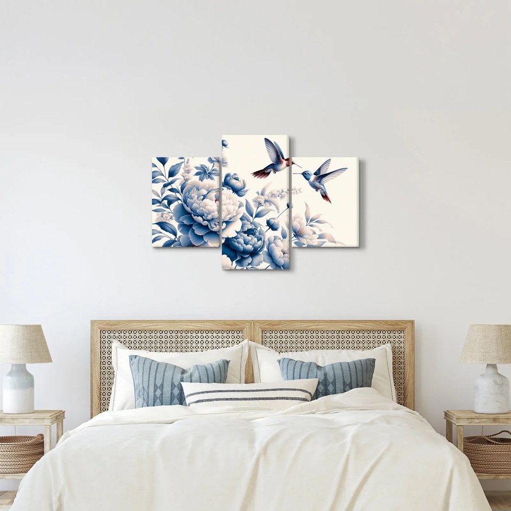 Obraz - Kolibríky nad kvetinou (90x60 cm)