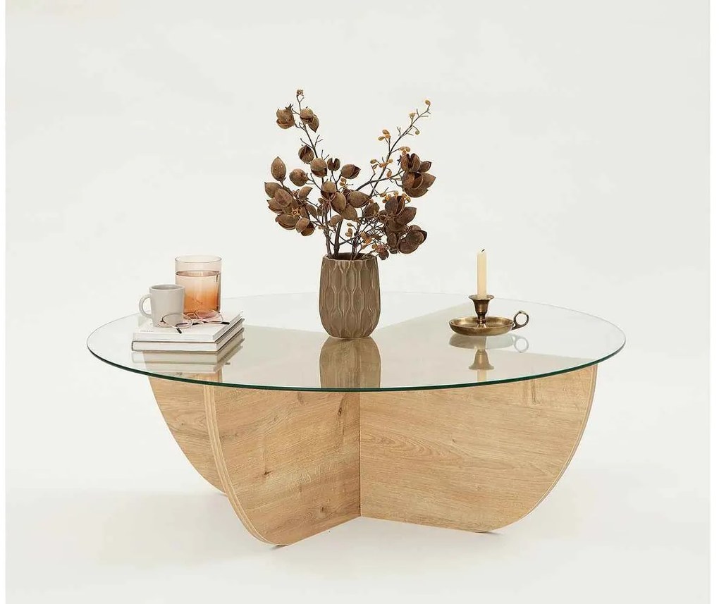 Dizajnový konferenčný stolík Balesego 90 cm vzor zafírový dub