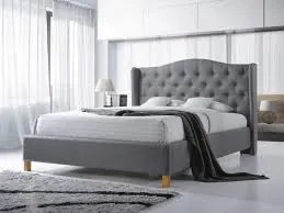 Sivá čalúnená posteľ ASPEN VELVET 160 x 200 cm
