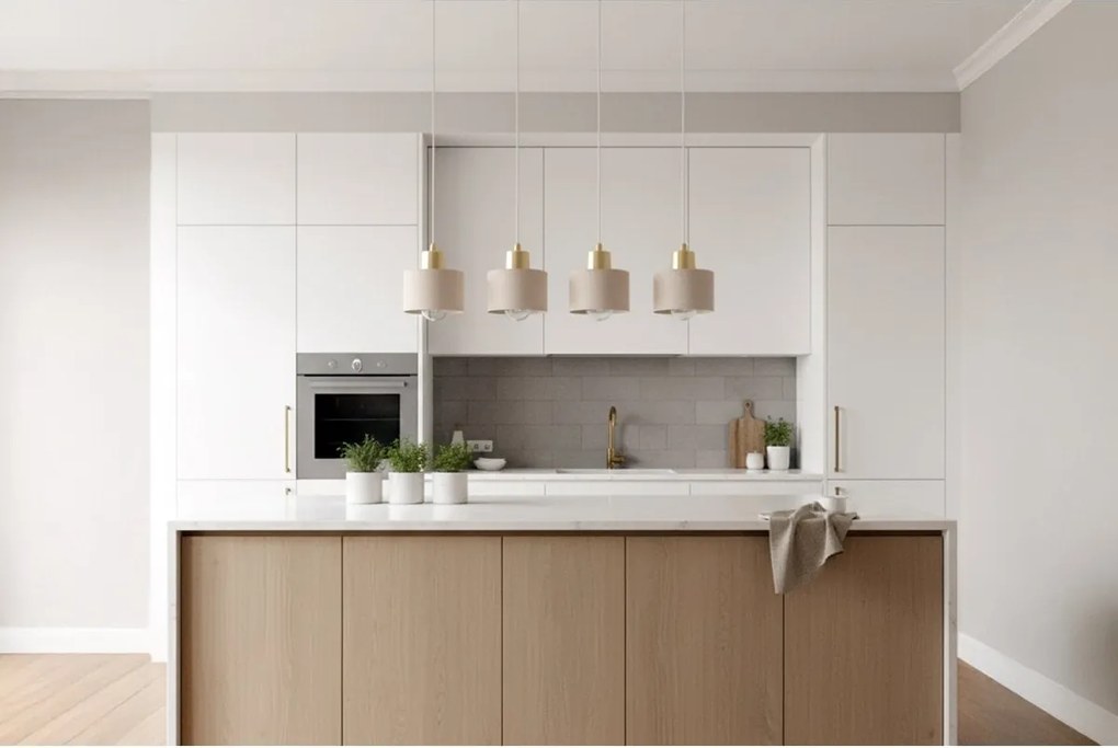 Závesné svietidlo Panta, 4x béžové kovové tienidlo, g