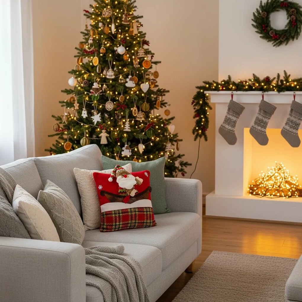 Vánoční povlak na polštář Santa 40x40 cm červený