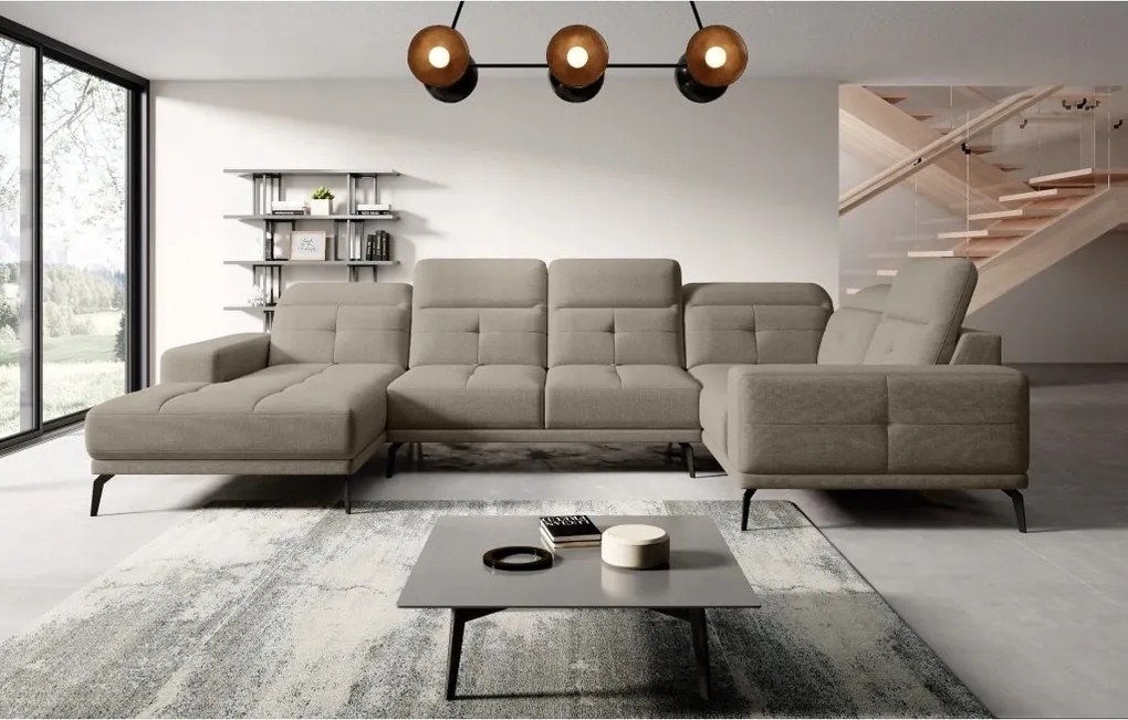 Rohová sedačka v tvare U Nicolette (svetlohnedá) (p)