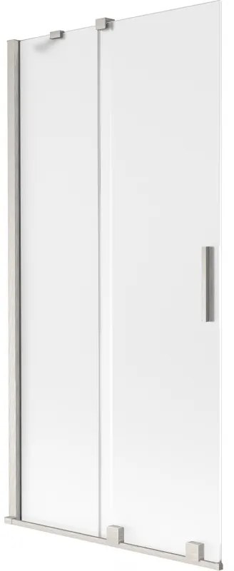 Mexen Velar, 2-krídlová posuvná vaňová zástena 90 x 150 cm, 8mm sklo námraza, brúsená oceľ, 896-090-000-31-97