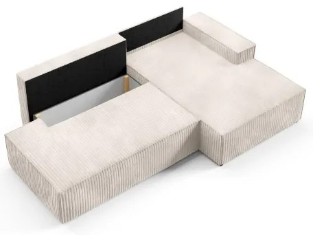 Rozkladacia rohová sedacia súprava s úložným priestorom v tvare L TERAMO pravá béžová