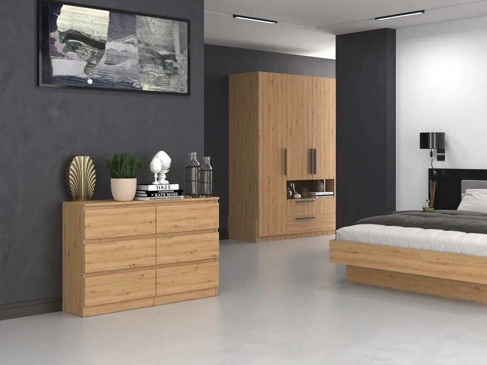 Komoda Musecalo 6 120 (dub artisan). Akcia -19%. Vlastná spoľahlivá doprava až k Vám domov. 1132810