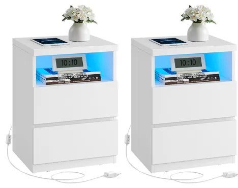 Set dvoch nočných stolíkov s LED osvetlením LET834W01