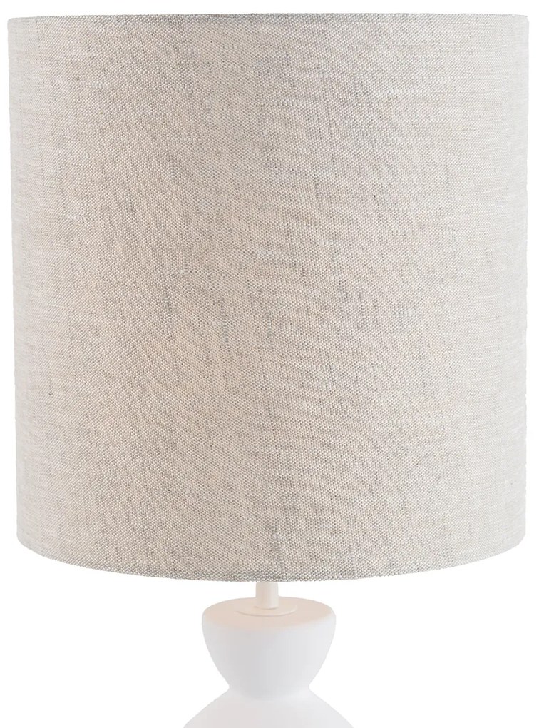 Dizajnová stolná lampa s bielym textilným tienidlom svetlošedá 25 cm - Alisia