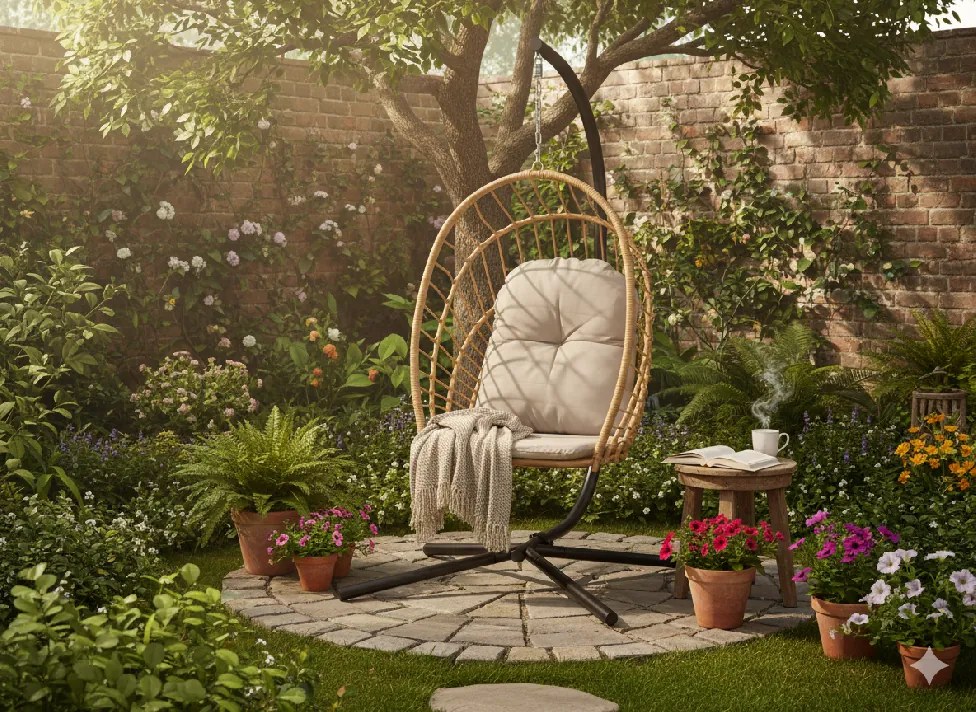 CH ERIS BROWN SKLADACIA ZÁVESNÁ STOLIČKA, VANKÚŠ – ŠEDÁ, RÁM – ČIERNY