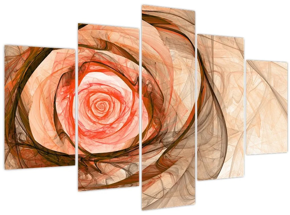 Obraz - Abstraktné ruže ružová s bielym pozadím (150x105 cm)