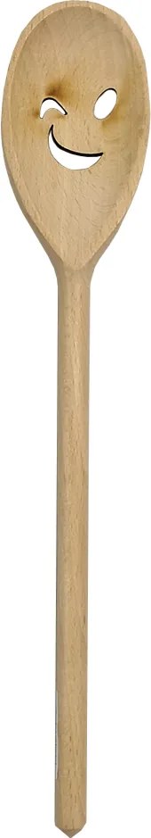 AMADEA Drevená vareška s tvárou, masívne drevo, dĺžka 30 cm