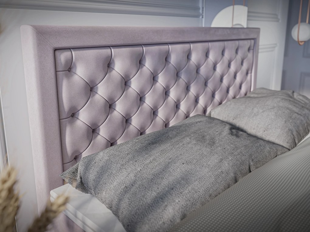 Jednolôžková posteľ Boxspring 120 cm Lavande (levanduľová) (s matracom a úl. priestorom). Akcia -19%. Vlastná spoľahlivá doprava až k Vám domov. 1043405
