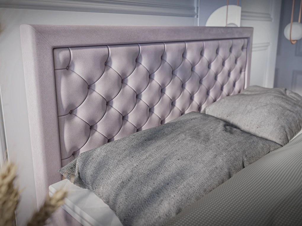 Jednolôžková posteľ Boxspring 120 cm Lavande (levanduľová) (s matracom a úl. priestorom). Akcia -20%. Vlastná spoľahlivá doprava až k Vám domov. 1043405