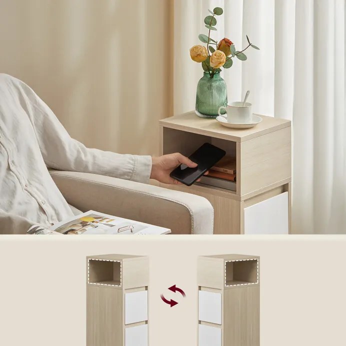 Autronic BONTEC Odkladací stolík 25x30x65cm, mdf, drevo, ANT-E1065 BK Farba: Béžová