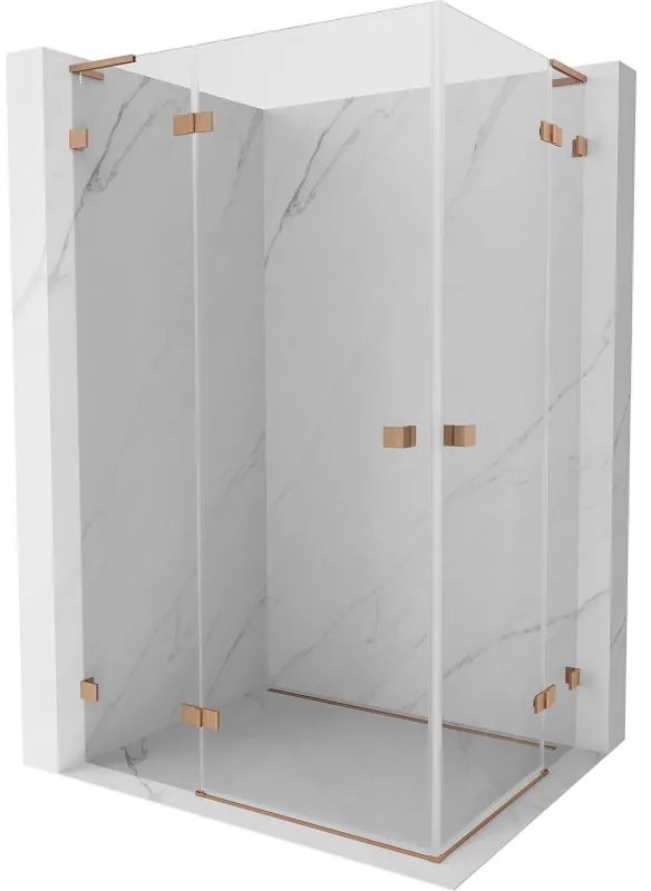 Mexen Lunar, L Duo výklopný sprchový kút 85 x 80 cm, 8mm číre sklo, profil medená matná, 834L-085-080P-65-00