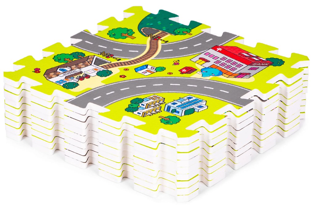 IPLAY Penová podložka  MESTO 9 prvkov, 90,5 x 90,5 cm