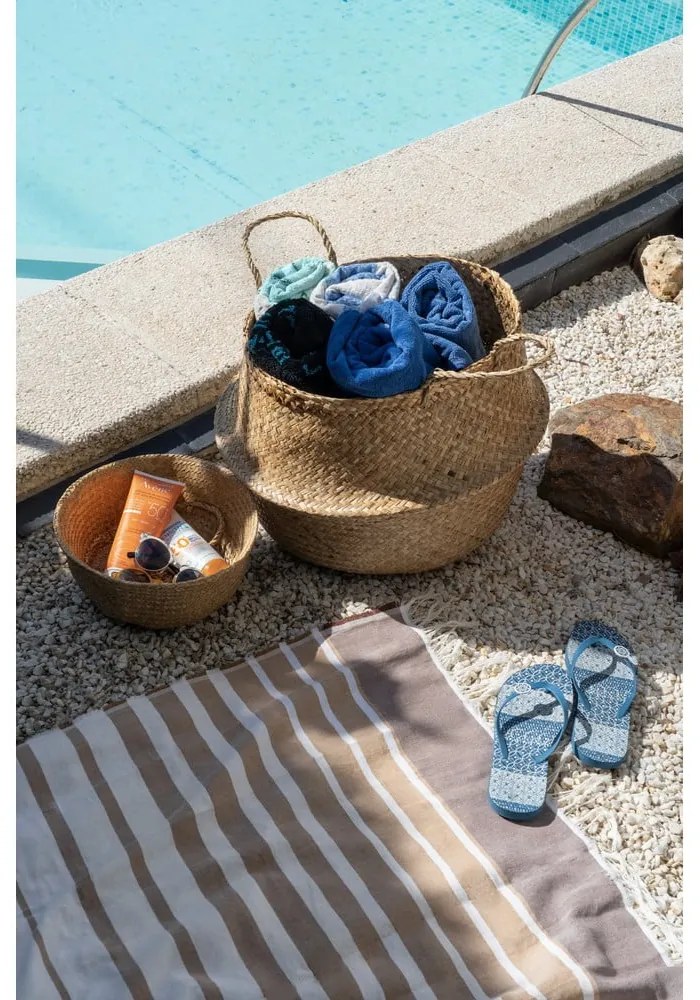 Svetlý úložný košík z morskej trávy Compactor, ⌀ 36 cm