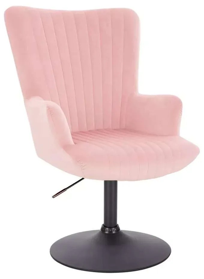 LuxuryForm DESIGN Kreslo AMADEO VELUR na čiernom tanieri - ružové
