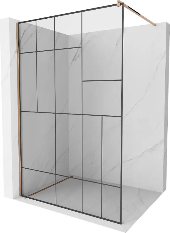 Mexen Kioto sprchová stena 120 x 200 cm, transparentnéné/čierny vzor 8 mm, zlatoružová - 800-120-101-60-78