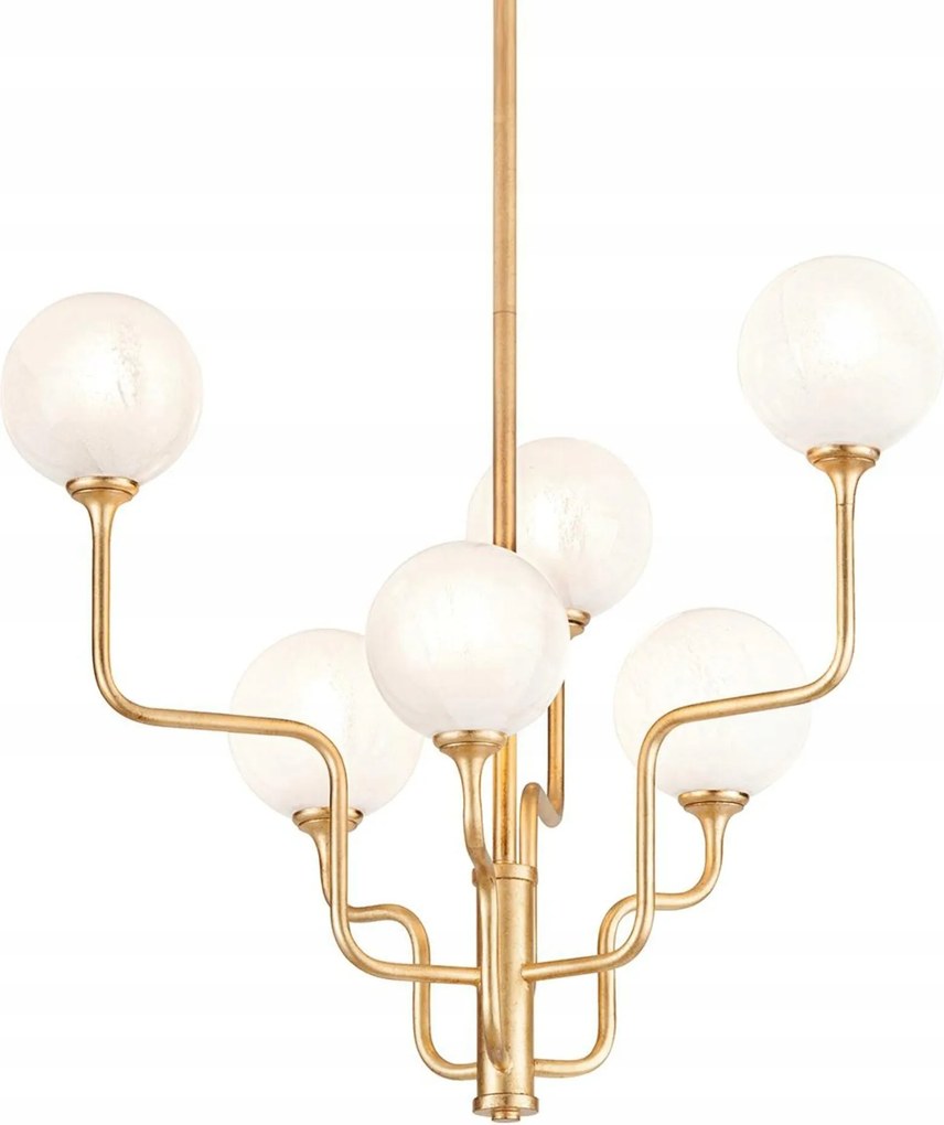 Hudson Valley závesné svietidlo Onyx oceľ/sklo zlatá/matná G9 6x25W 332-28-V