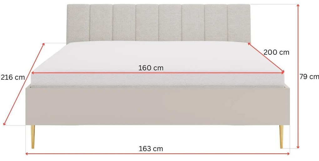 Manželská posteľ 160x200 cm Bellic B5 (kašmír) (s roštom). Akcia -16%. Vlastná spoľahlivá doprava až k Vám domov. 1123702