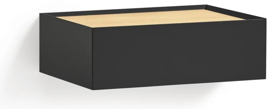 Čierny závesný nočný stolík s doskou v dubovom dekore Arista – Teulat