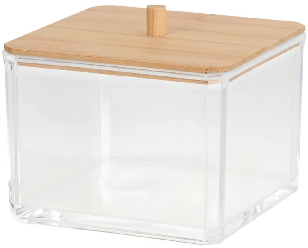 Kúpeľňová nádoba Elegan, číra/s drevenými prvkami